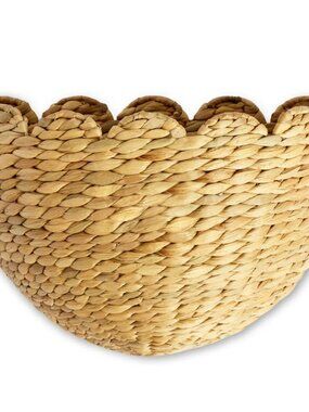 New Bebe Bask Lola Wall Basket Hyacinth Woven Scalloped Flowers Flower